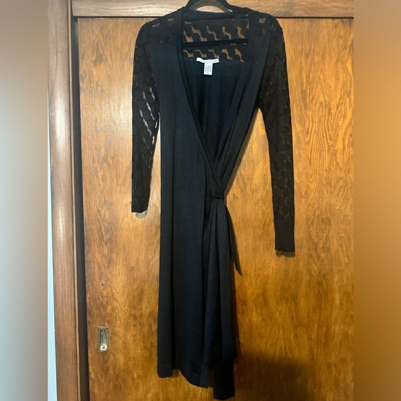 Diane Von Furstenberg Black Tussah Wrap Dress - Picture 1 of 9